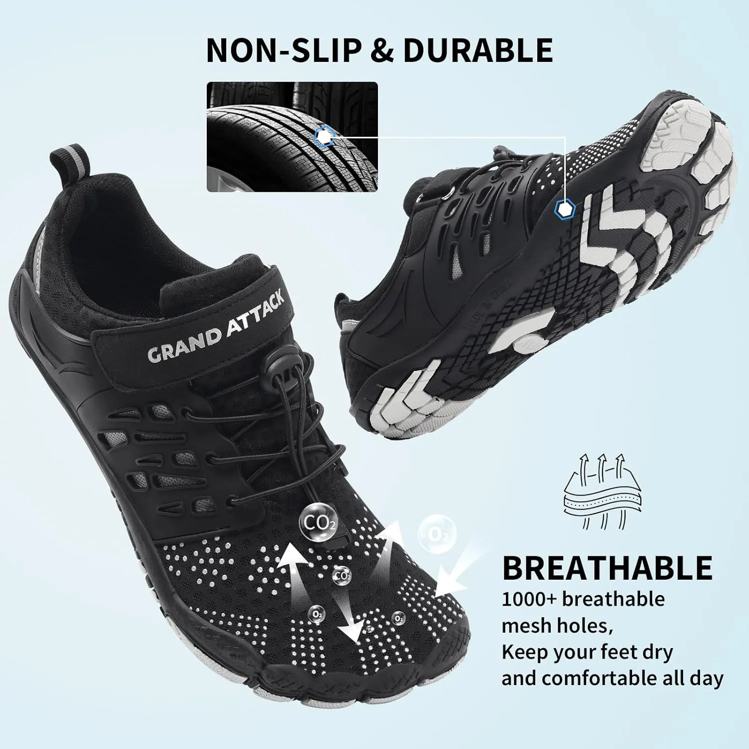 Grand Attack Barefoot Shoes Women Minimalist Zero Drop Lightweight Cross-Trainer for Wrestling Boxing Weightlifting Walking Shoes