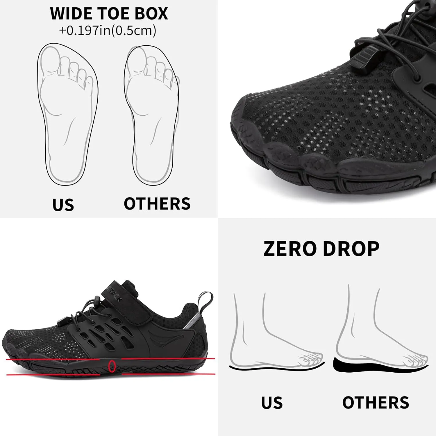 Grand Attack Men's Barefoot Shoes|Minimalist Cross-Trainer|Zero Drop Sole|Wide Toe Box