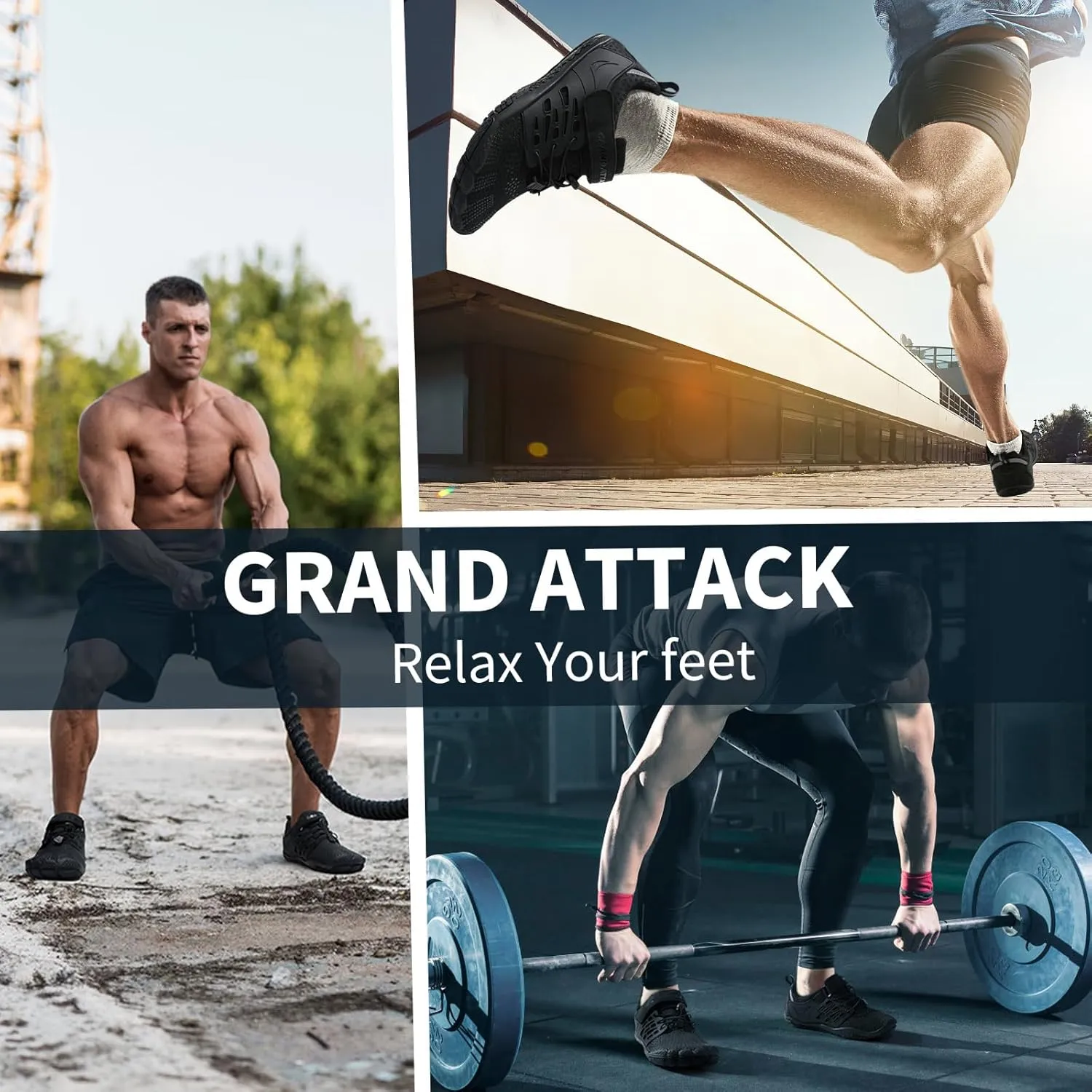 Grand Attack Men's Barefoot Shoes|Minimalist Cross-Trainer|Zero Drop Sole|Wide Toe Box