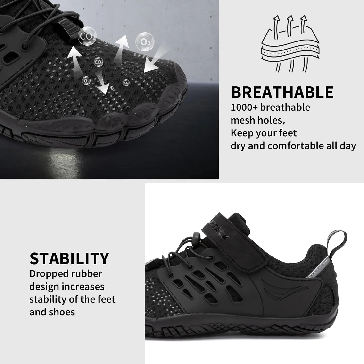 Grand Attack Men's Barefoot Shoes|Minimalist Cross-Trainer|Zero Drop Sole|Wide Toe Box