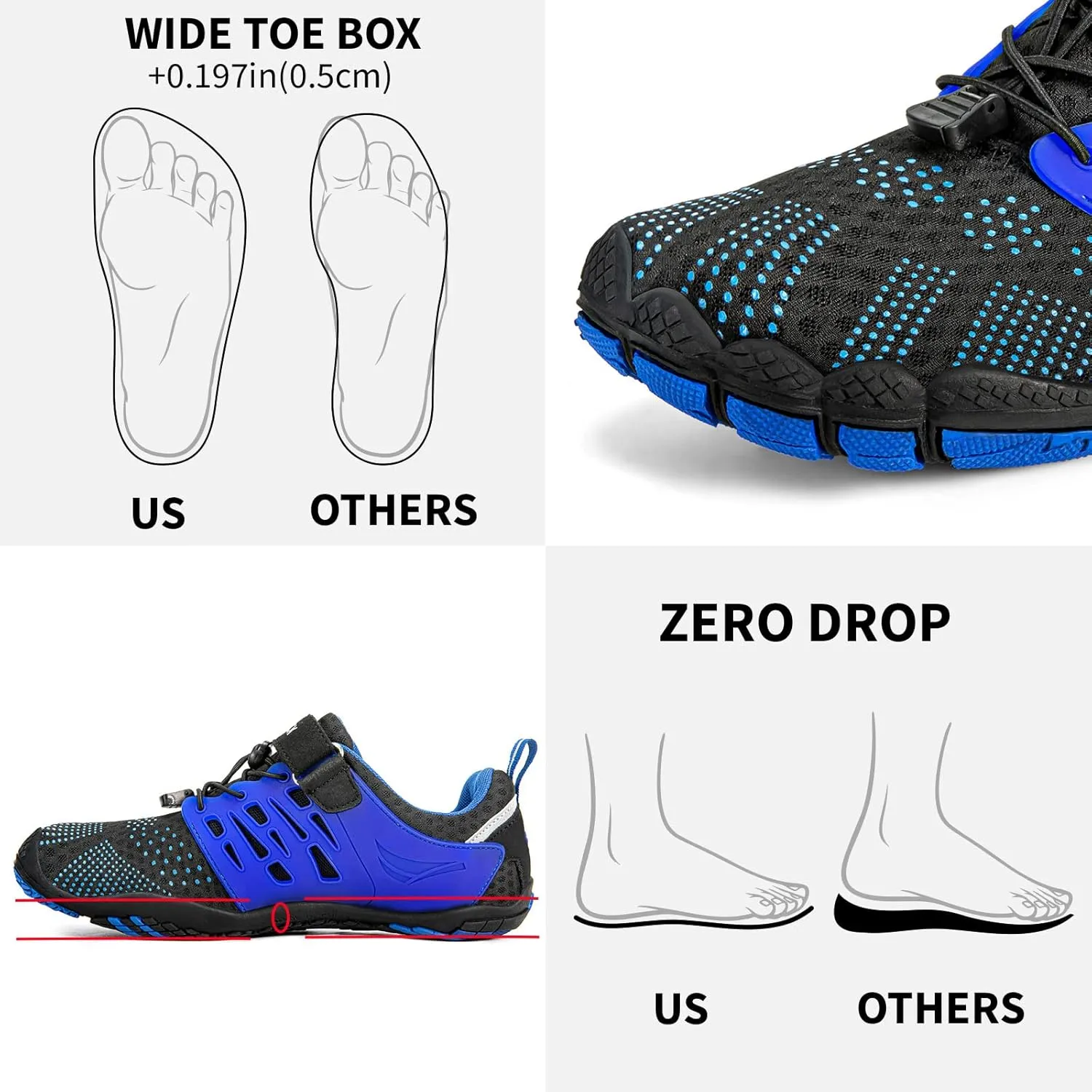 Grand Attack Men's Barefoot Shoes|Minimalist Cross-Trainer|Zero Drop Sole|Wide Toe Box