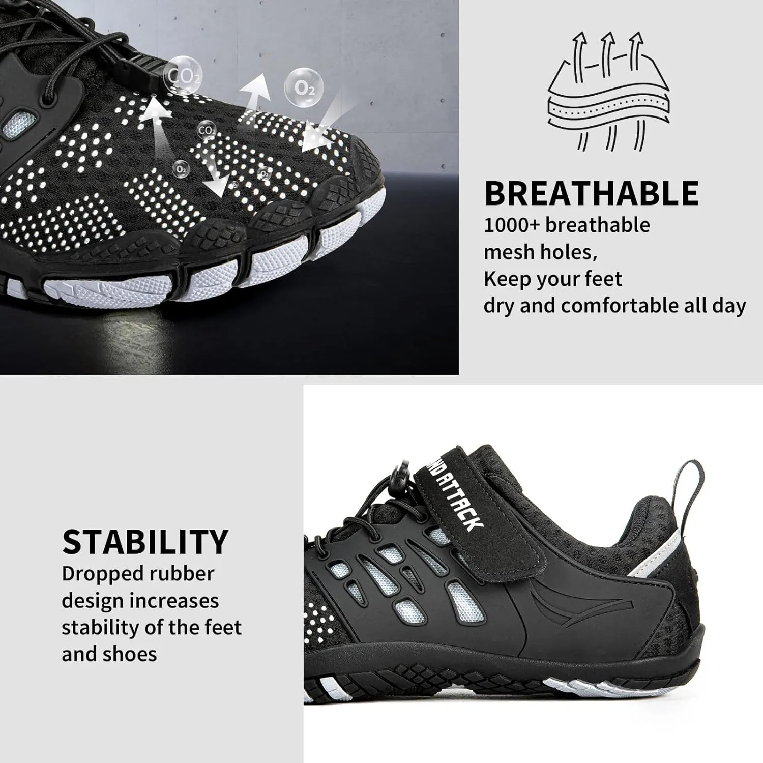 Grand Attack Men's Barefoot Shoes|Minimalist Cross-Trainer|Zero Drop Sole|Wide Toe Box