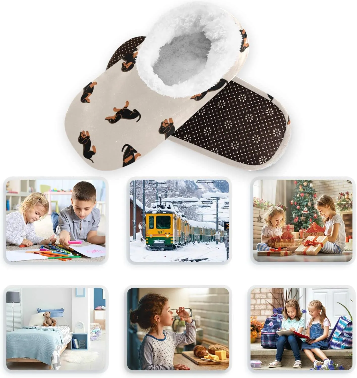 Gredecor Boys Girls Toddler Slippers for Kids Home House Slippers Warm Fur Non Slip Plush Indoor Slipper Socks