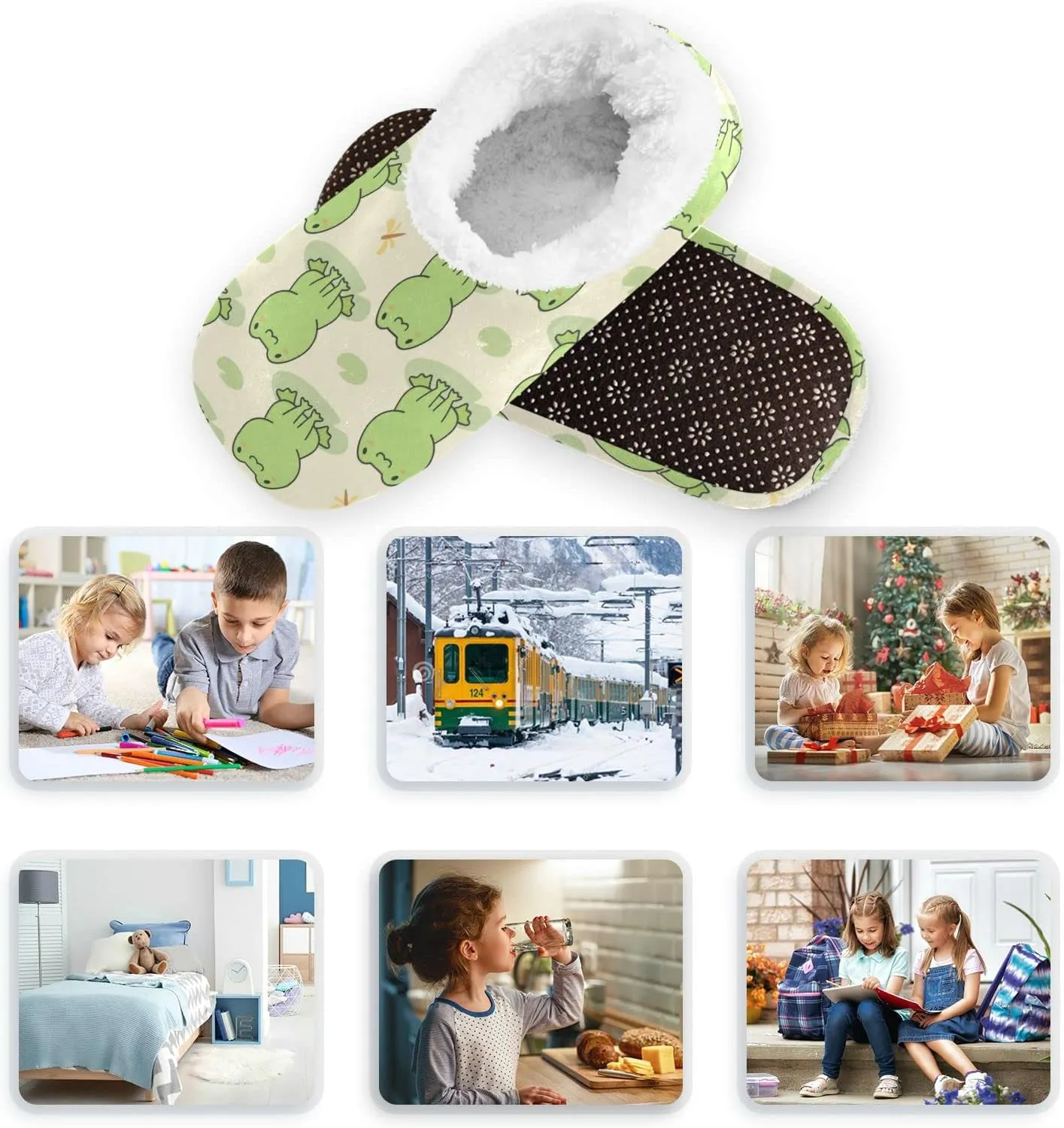 Gredecor Boys Girls Toddler Slippers Home House Slippers Warm Fur Non Slip Plush Indoor Slipper Socks for Kids¡­