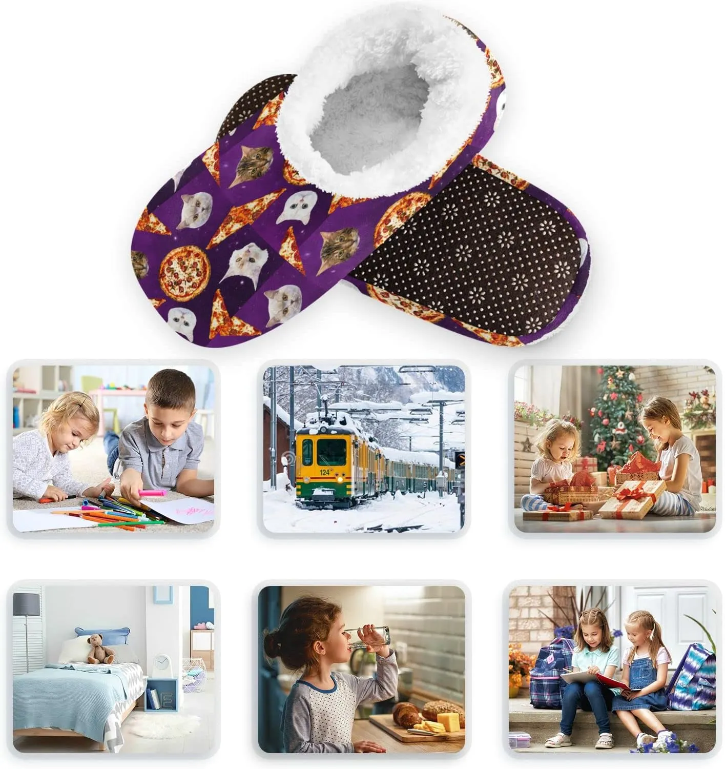 Gredecor Boys Girls Toddler Slippers Home House Slippers Warm Fur Non Slip Plush Indoor Slipper Socks for Kids¡­