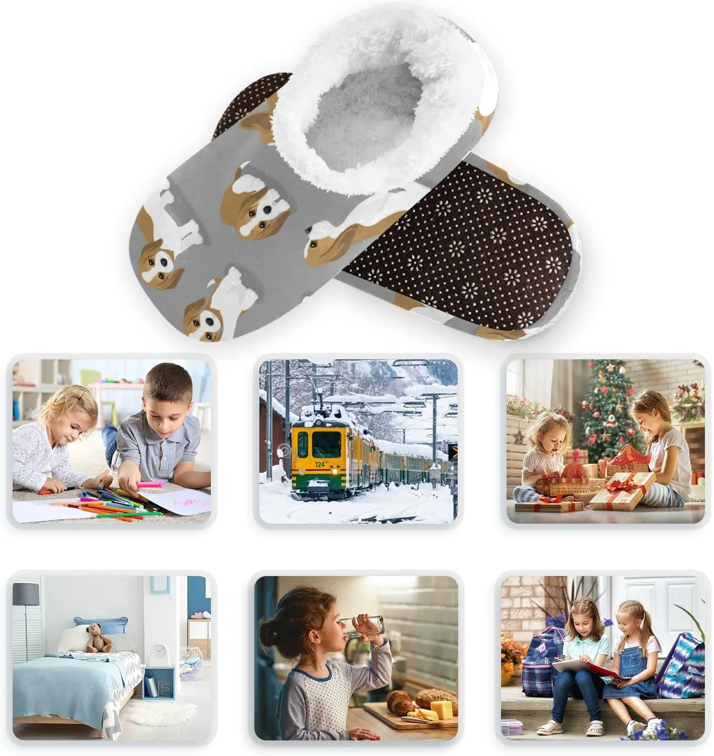 Gredecor Boys Girls Toddler Slippers Home House Slippers Warm Fur Non Slip Plush Indoor Slipper Socks for Kids¡­