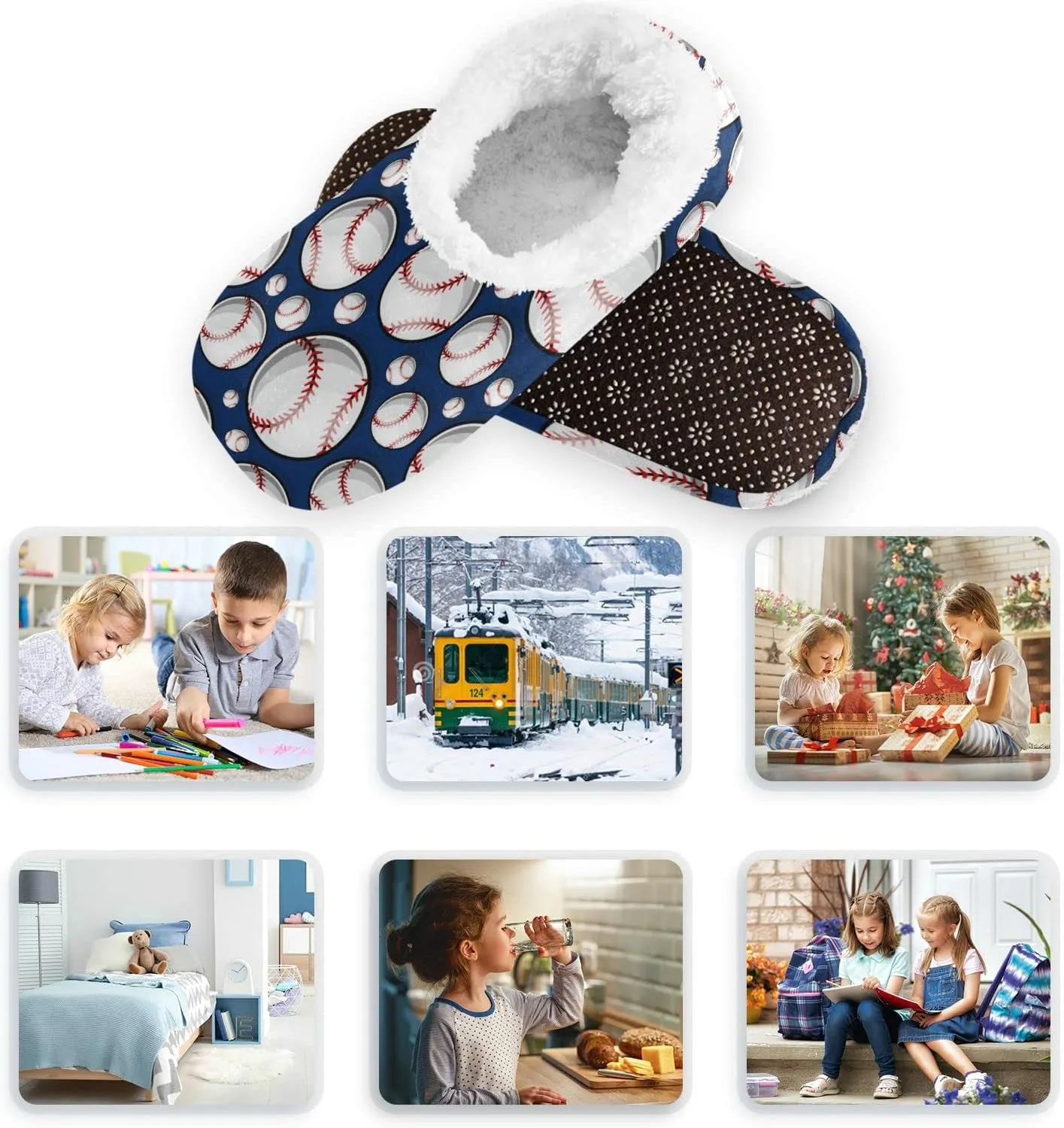 Gredecor Boys Girls Toddler Slippers Home House Slippers Warm Fur Non Slip Plush Indoor Slipper Socks for Kids¡­
