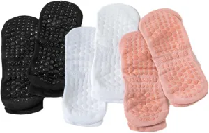 Grip Socks Cute Pilates Sock Non Slip Grippy Slipper Barre Socks for Women Breathable, 5.5"-7.5" Small Feet 3 packs