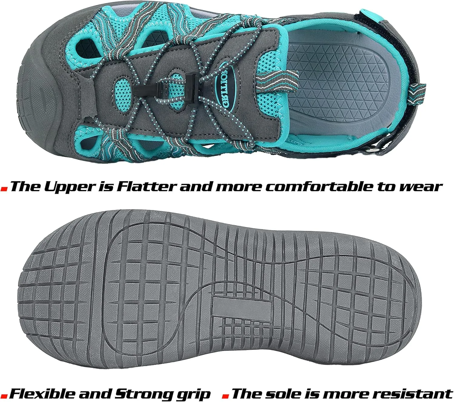 GRITION Hiking Sandals Women Closed Toe, Waterproof Lightweight Adjustable Hiking Athletic Sandals, Breathable For Beach Summer Adventure Comfortable Outdoor Sport