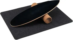 GYMAX Balance Board, 500lbs Wooden Balance Board Set for Adults with Roller & Anti-Slip Blanket, Balance Training for Ski, Surfing, Skateboarding, Yoga, Core Ab Build Exercise Wood Standing Rocker Board