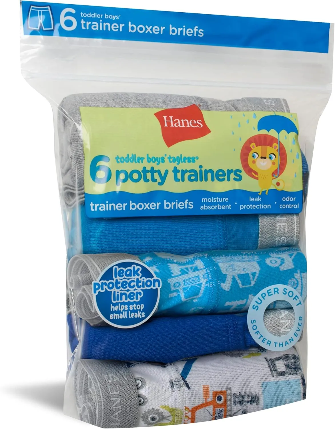 Hanes Boys' Potty Trainer Underwear, Boxer Briefs Available, 6-Pack