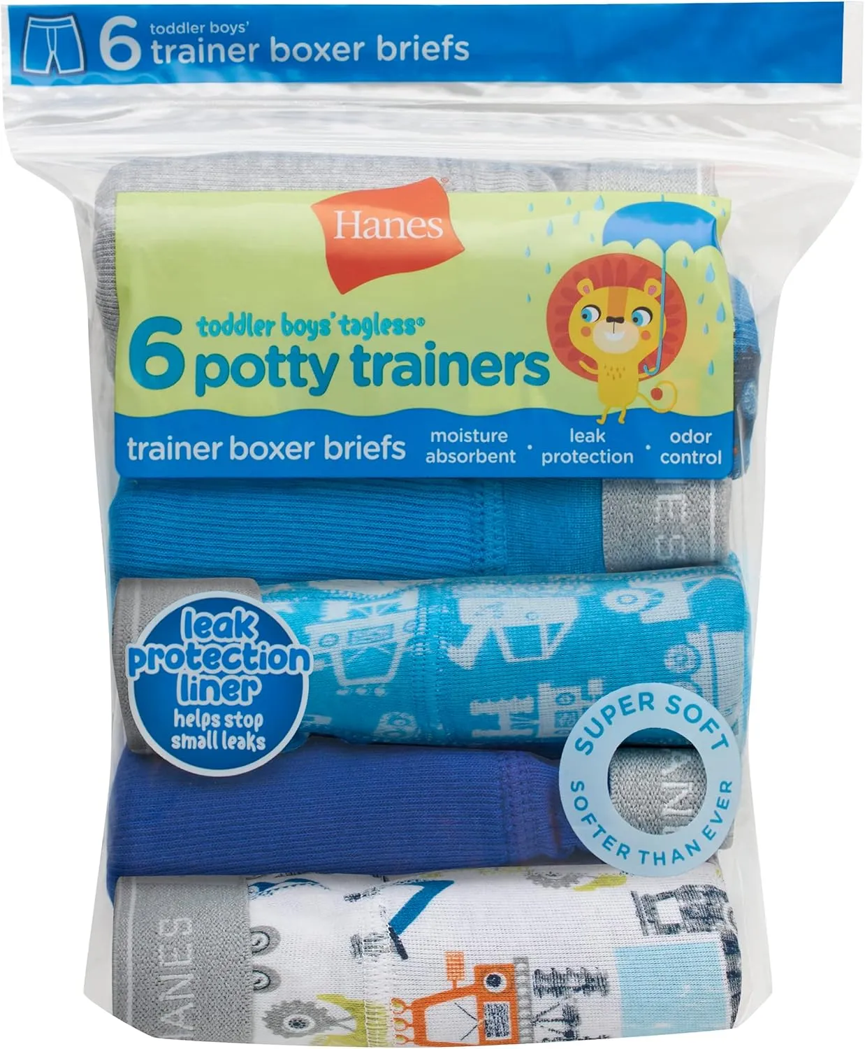 Hanes Boys' Potty Trainer Underwear, Boxer Briefs Available, 6-Pack