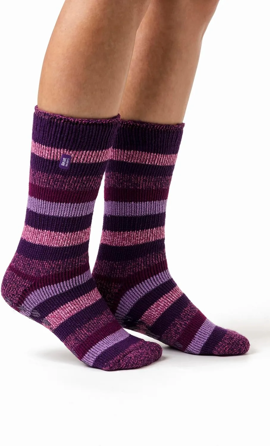 HEAT HOLDERS Ladies 2.3 Tog Chunky Thermal Slipper Socks with Non Slip Grippers