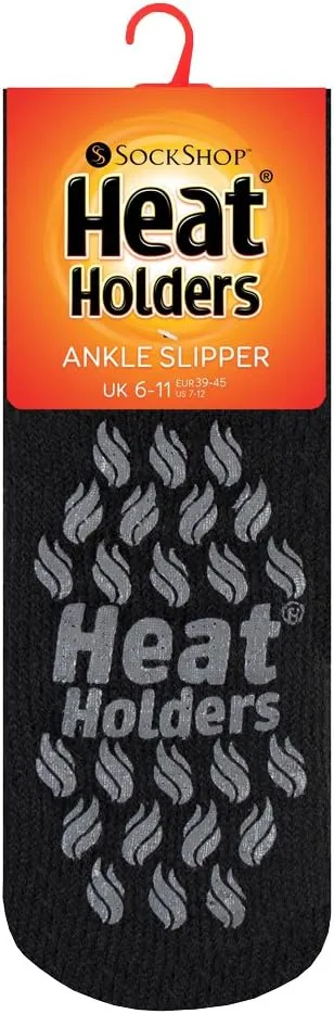 HEAT HOLDERS - Mens Non Skid Low Cut Thermal Ankle Slipper Socks with Grippers