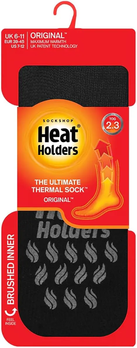 HEAT HOLDERS - Mens Thick 2.3 TOG Non Skid Thermal Slipper Socks with Grippers
