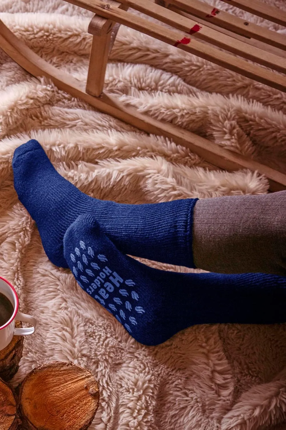 HEAT HOLDERS - Mens Thick 2.3 TOG Non Skid Thermal Slipper Socks with Grippers