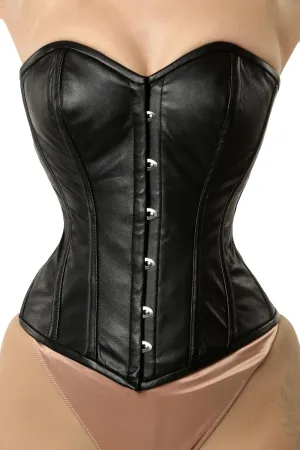 Heavy Duty Leather Overbust Corset Waist Trainer Steel Boned Shaper Womens Goth Style Leather Corset