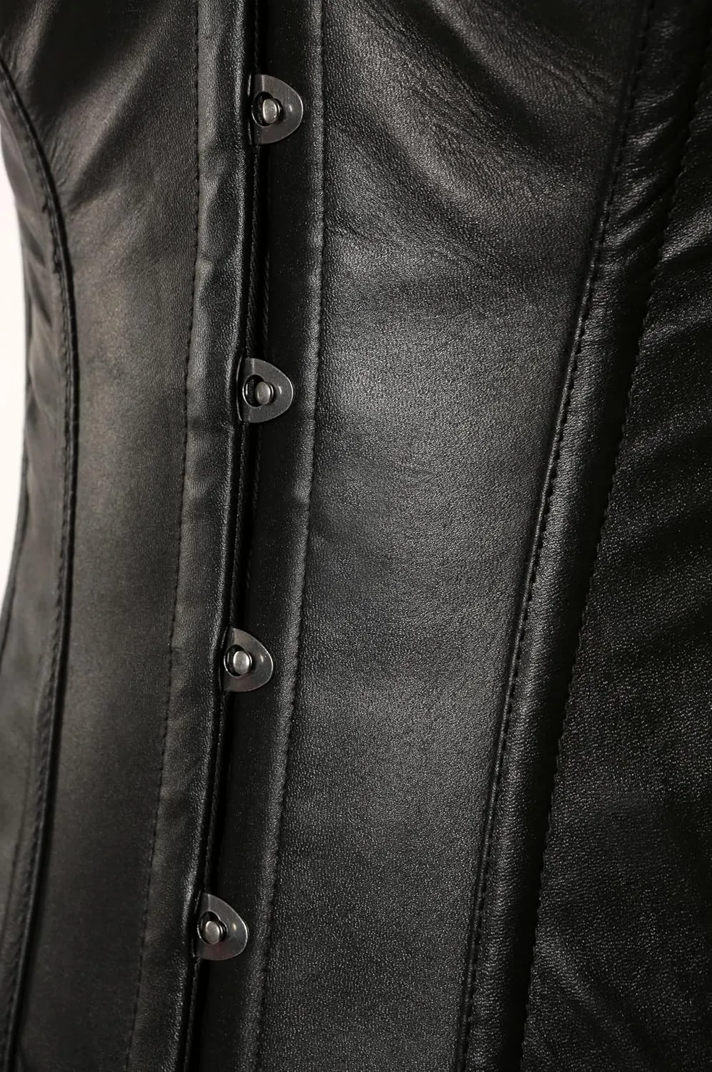 Heavy Duty Leather Overbust Corset Waist Trainer Steel Boned Shaper Womens Goth Style Leather Corset