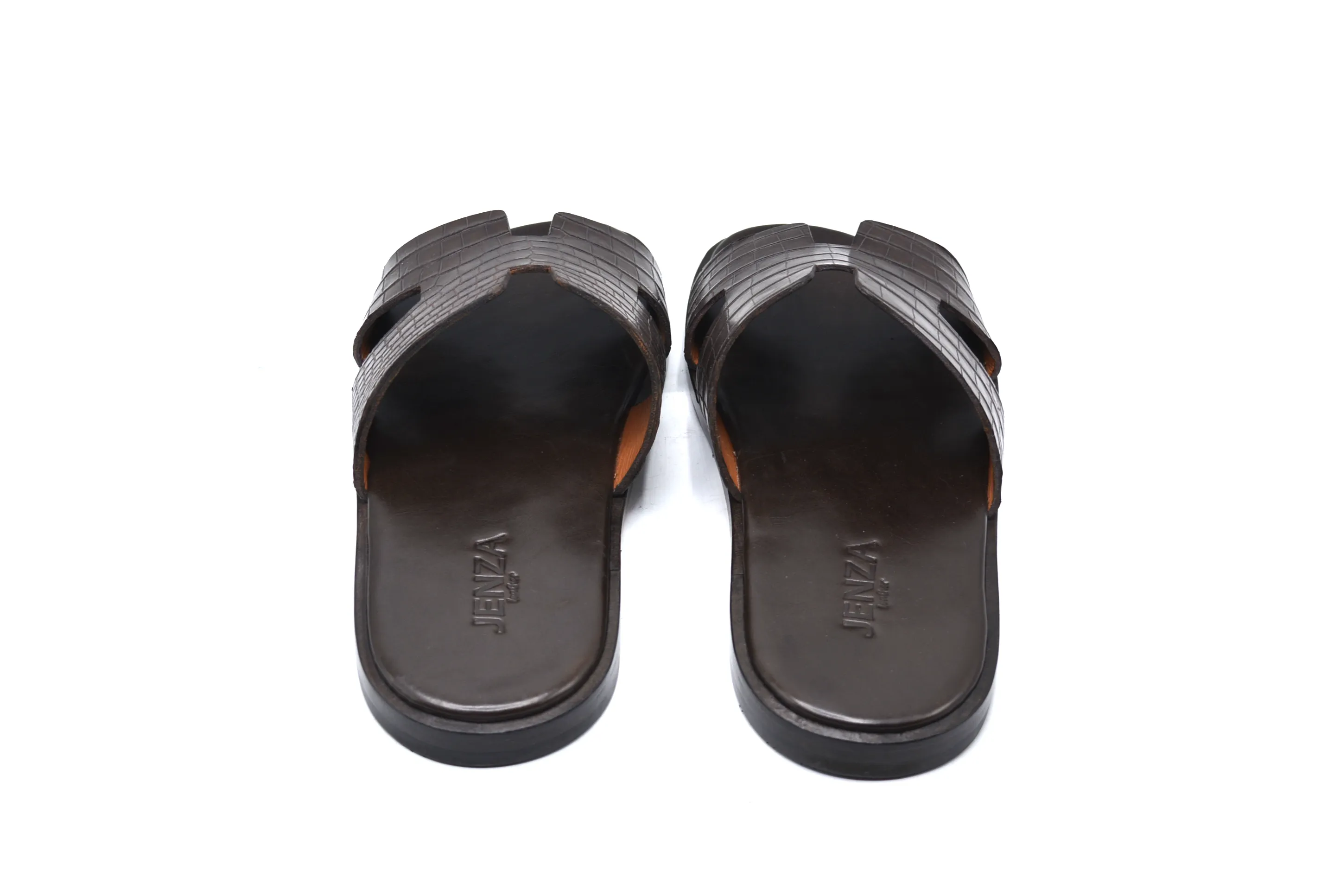 Hermes Brown Alligator Leather Slipper
