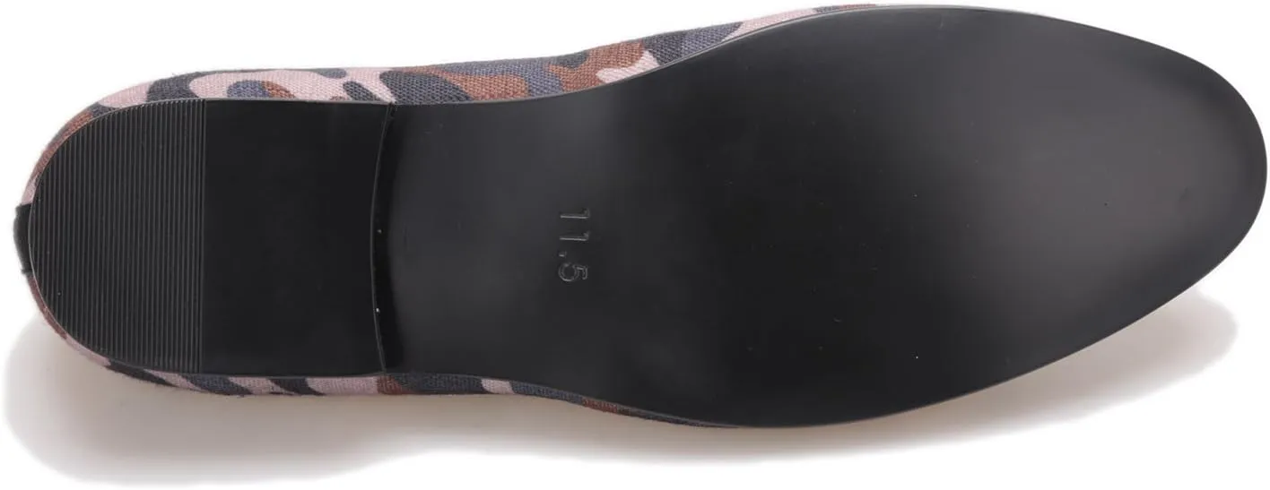 HI&HANN British Style Classic Camouflage Men Smoking Slippers Handmade Men Mix Color Canvas Loafers Men Casual and Prom Flats