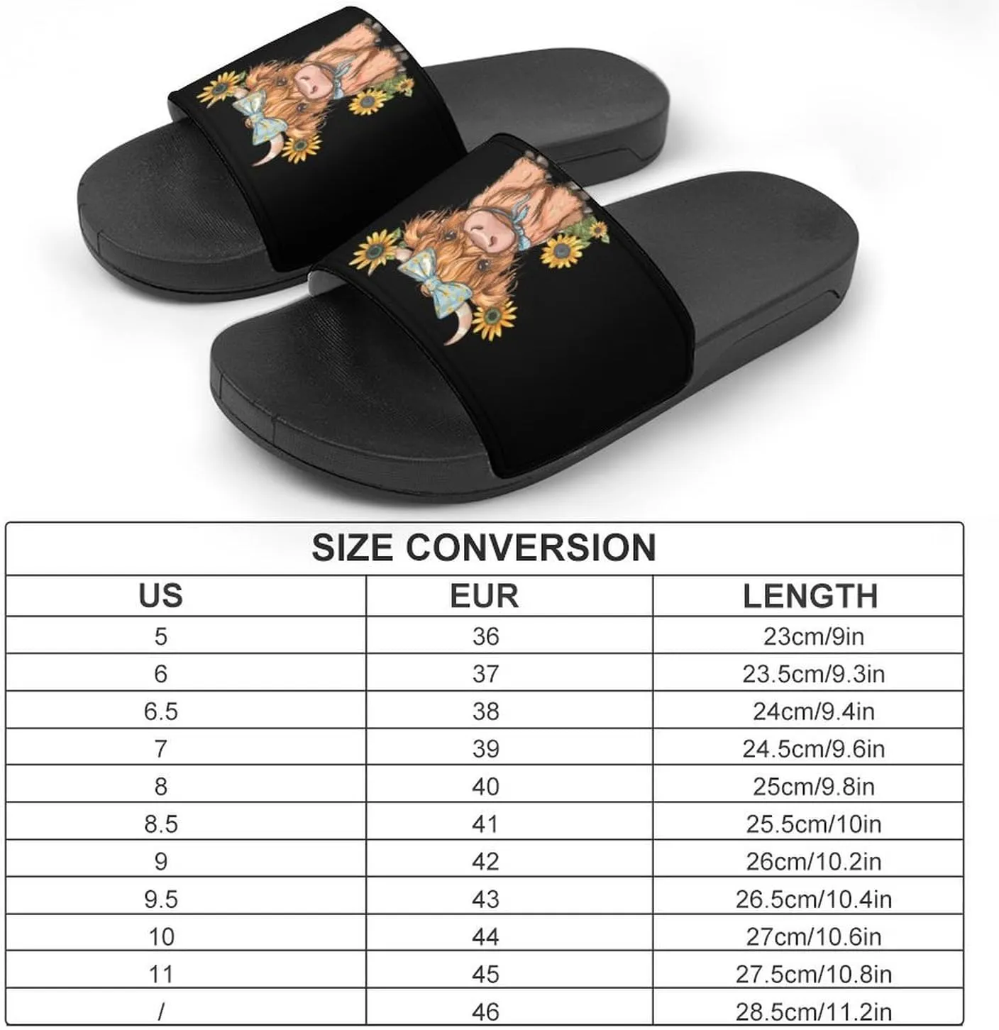 Highland Cow With Sunflowers Slippers for Women Men Anti-Slip Shower Slides Open Toe Slippers for Home Outdoor Beach