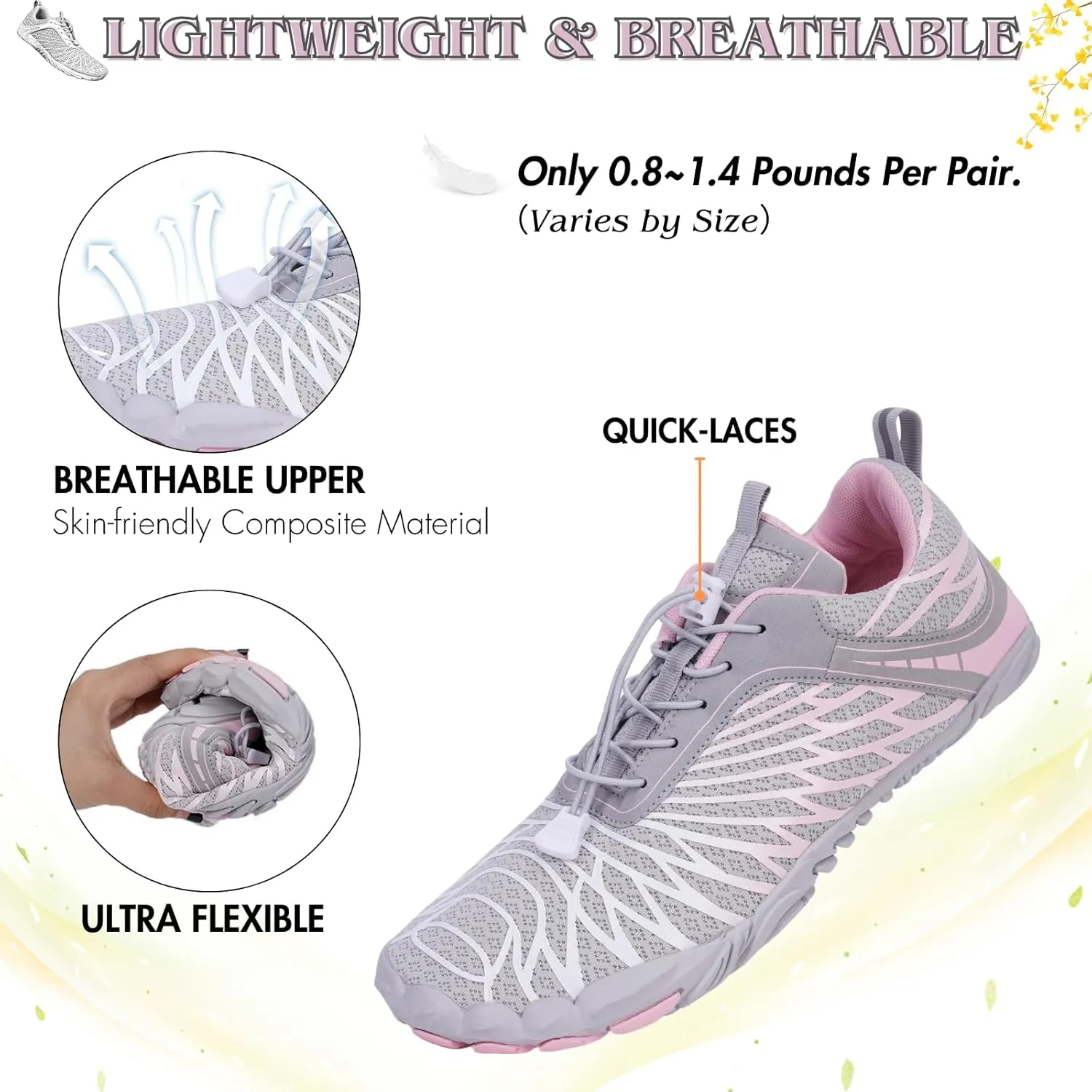 Hike Barefoot Shoes Women Men Minimalist Wide Toe Box Footwear Zero Drop Athletic Cross-Trainer Fashion Sneakers