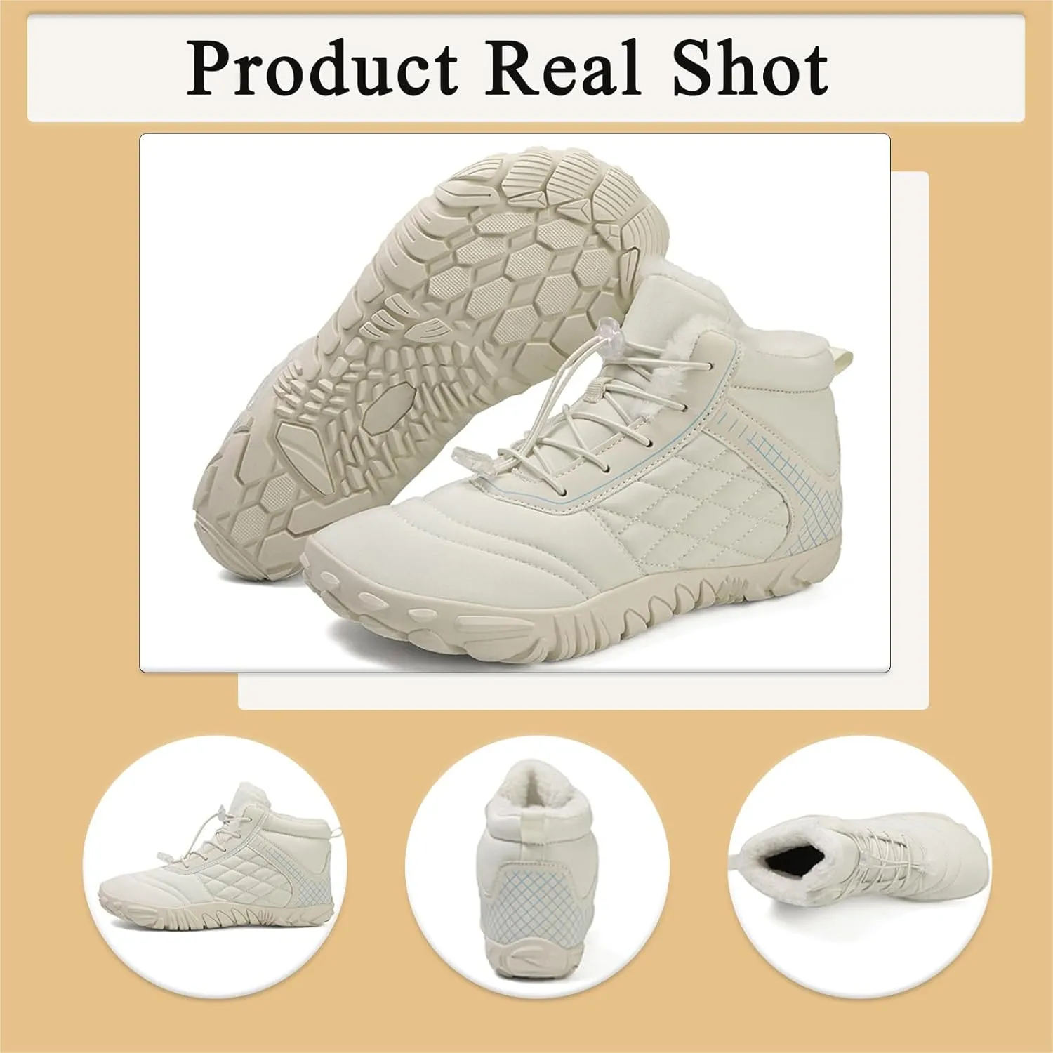 Hike Winter Footwear Barefoot Shoes Women Men, Autumn Winter Waterproof Wide Toe Box Barefoot Shoes Walking Boots Warm Sneaker