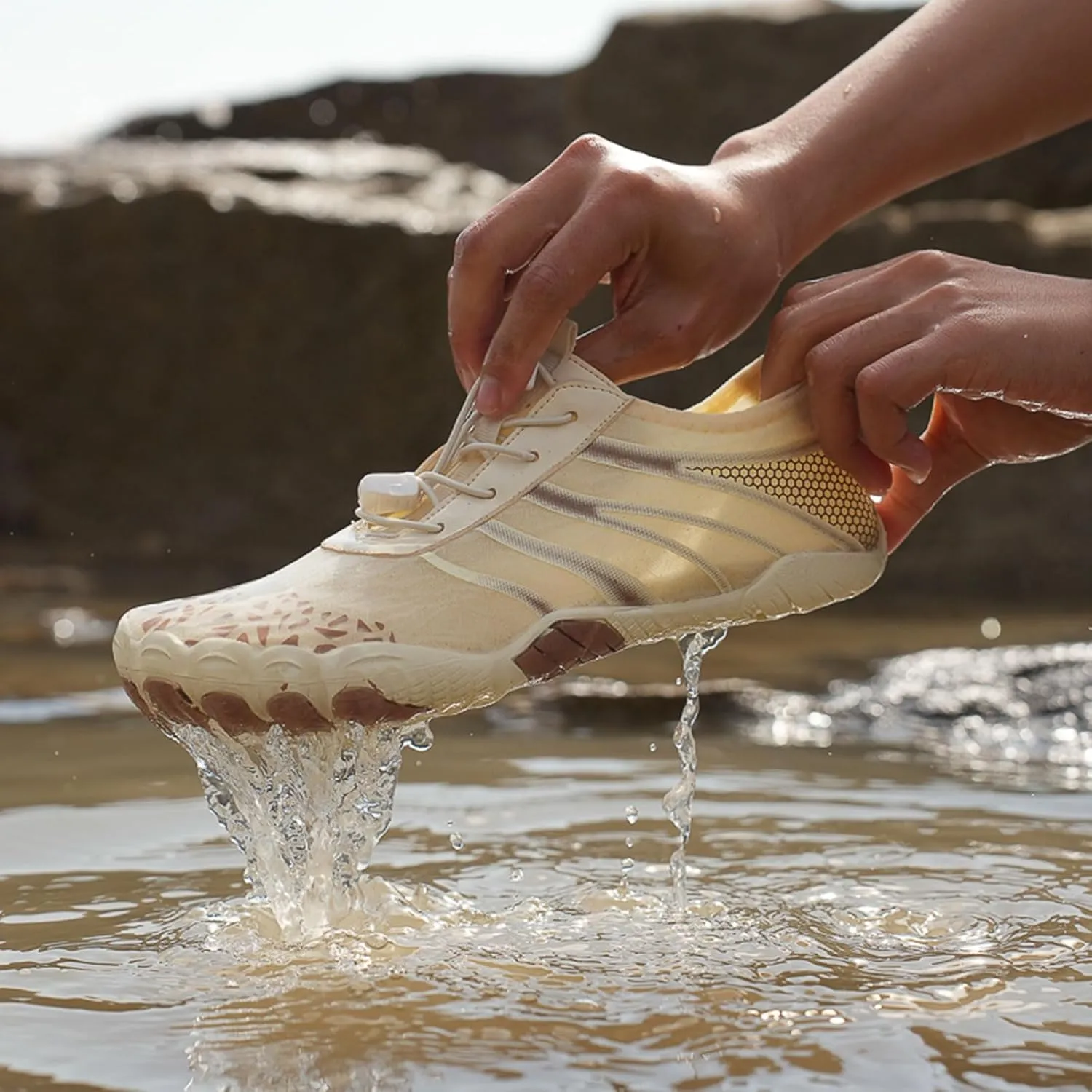 Hiking Water Shoes with Arch Support for Women Walking Wide Width Grounded Footwear for Women Men with Neuropathy Wide Toe Box Sneakers Non-Slip Diabetic Shoe Quick-Dry Waterproof Unisex