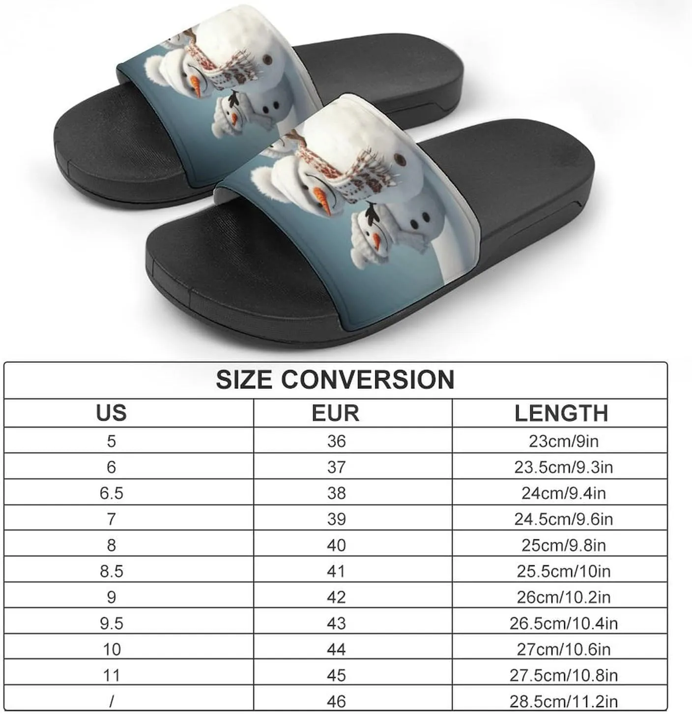 Home Slides Shower Sandals,Happy Snowman Print Open Toe Slippers,Summer Beach Slides,Non-Slip Shower Shoes for Indoor And Outdoor