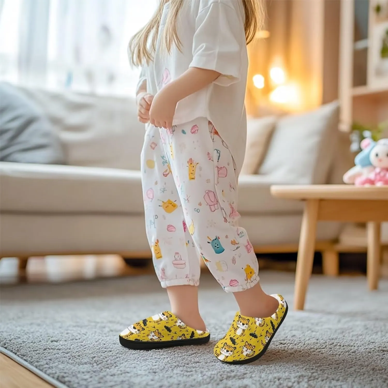 Home Slippers for Kids Non Slip House Slippers for Boys Girls, Warm Soft Fuzzy Slippers for Indoor Outdoor