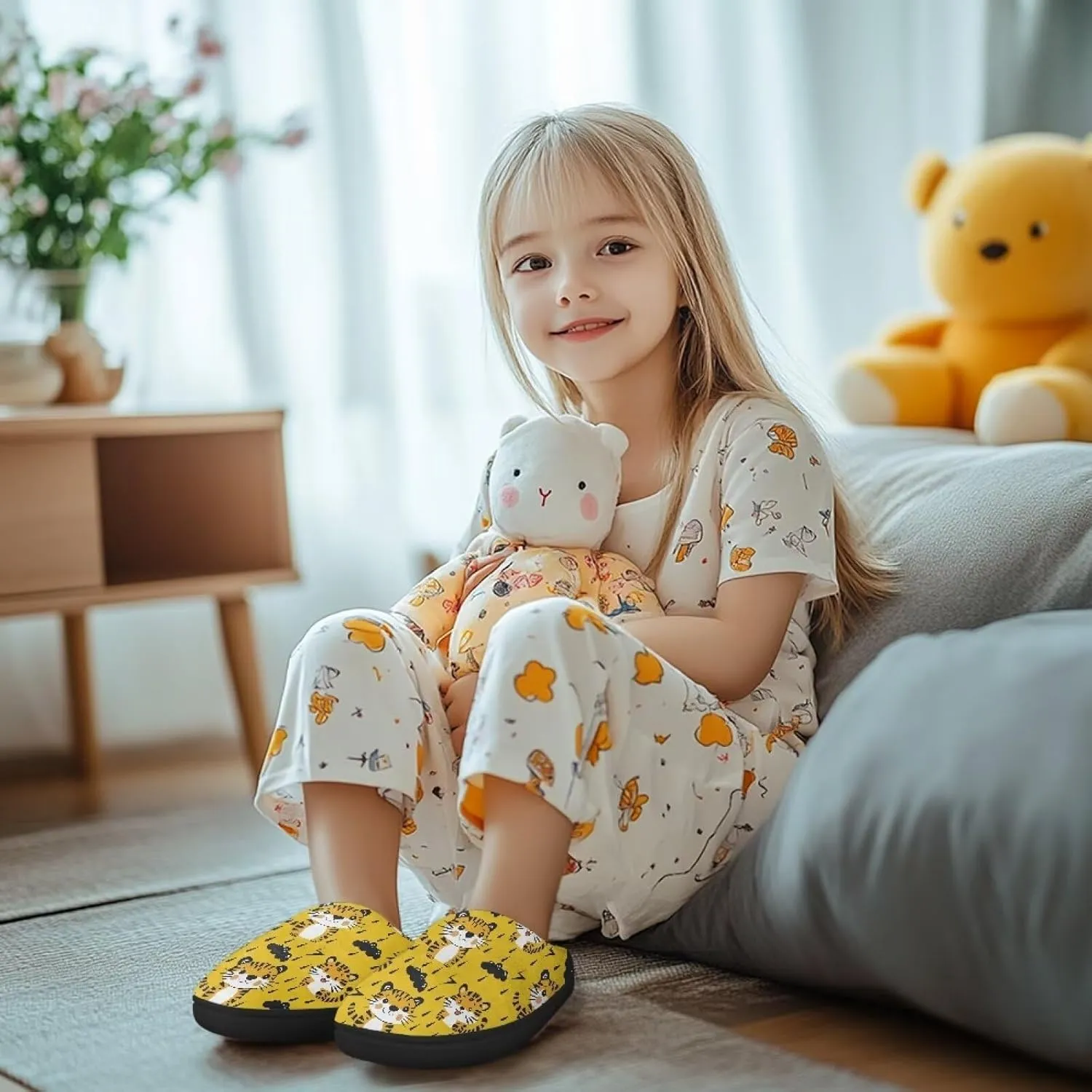 Home Slippers for Kids Non Slip House Slippers for Boys Girls, Warm Soft Fuzzy Slippers for Indoor Outdoor
