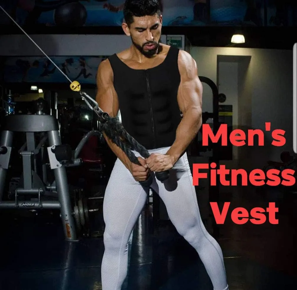 HOMETA Sweat Vest for Men Waist Trainer Sauna Vest Body Shaper Polymer Zipper Weight Loss Sauna Tank Top Workout Shirt