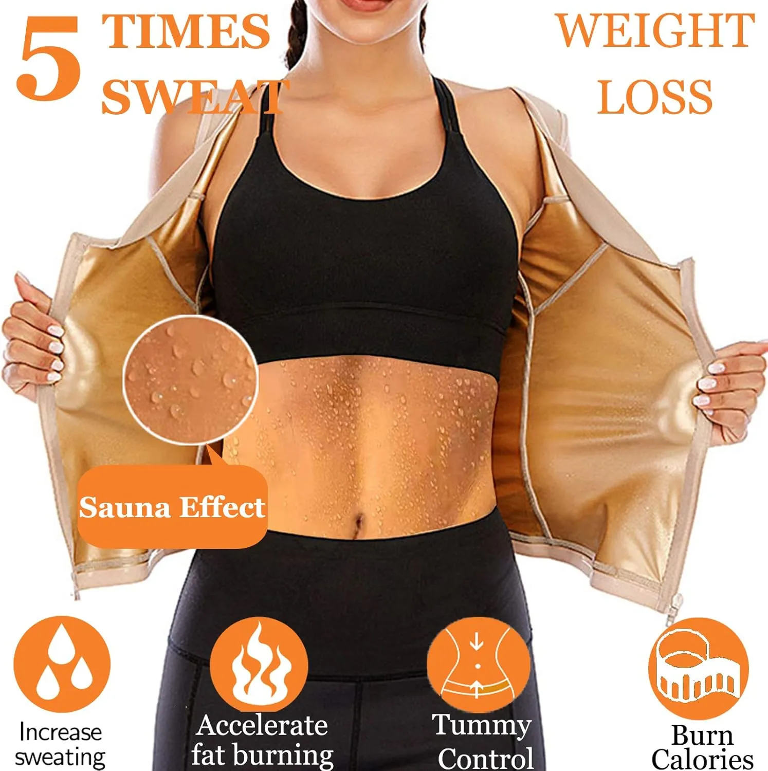 HOMETA Sweat Vest for Women Waist Trainer Vest Slimming Polymer Sauna Vest Tank Top for Weight Loss Body Shaper Shirts