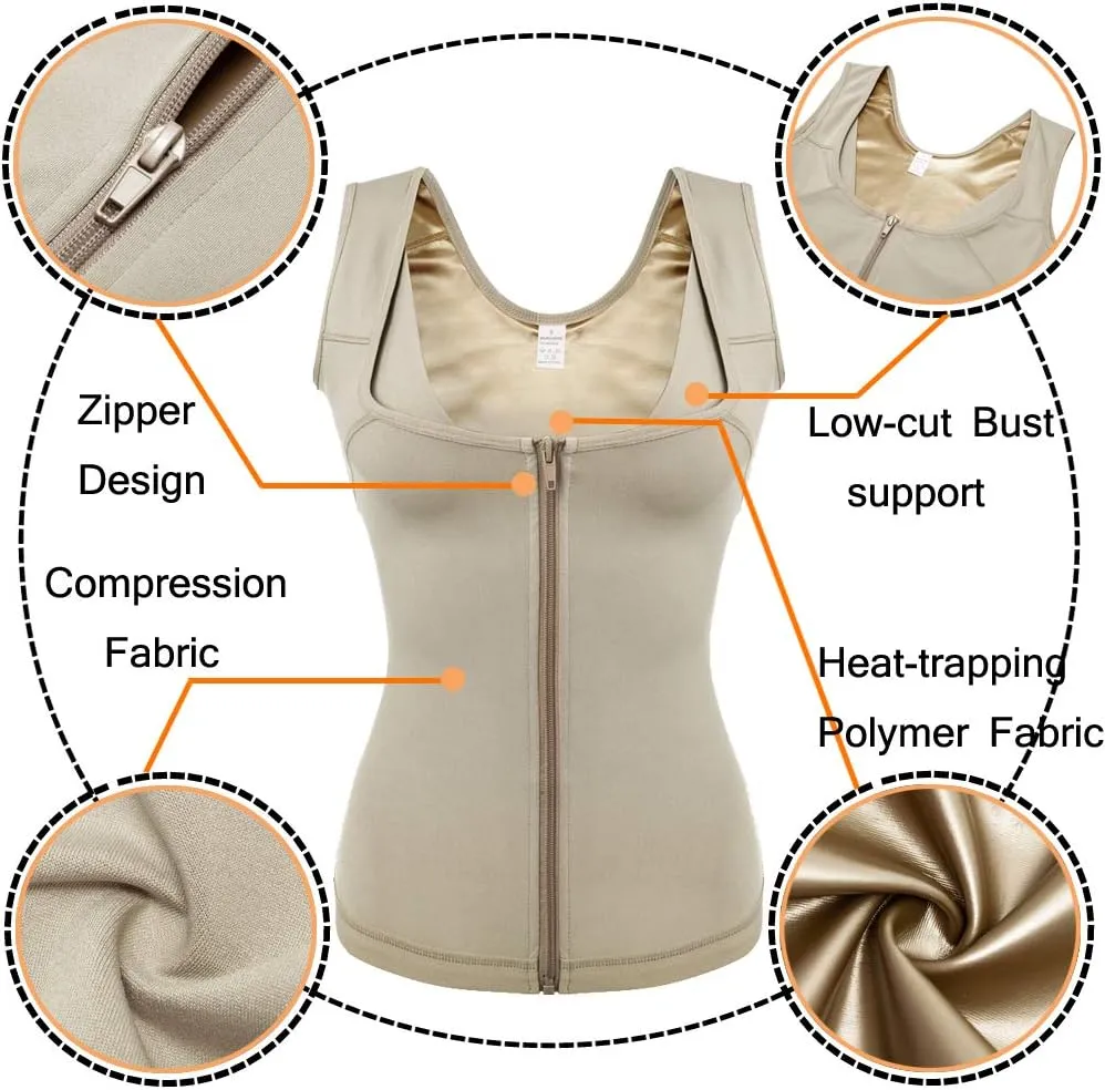 HOMETA Sweat Vest for Women Waist Trainer Vest Slimming Polymer Sauna Vest Tank Top for Weight Loss Body Shaper Shirts