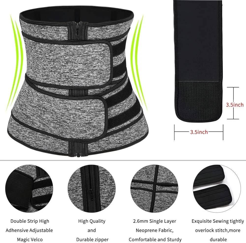 Hopgo Neoprene Waist Trainer for Women Weight Loss Workout Trimmer Belt Zipper Sweat Cincher Girdle