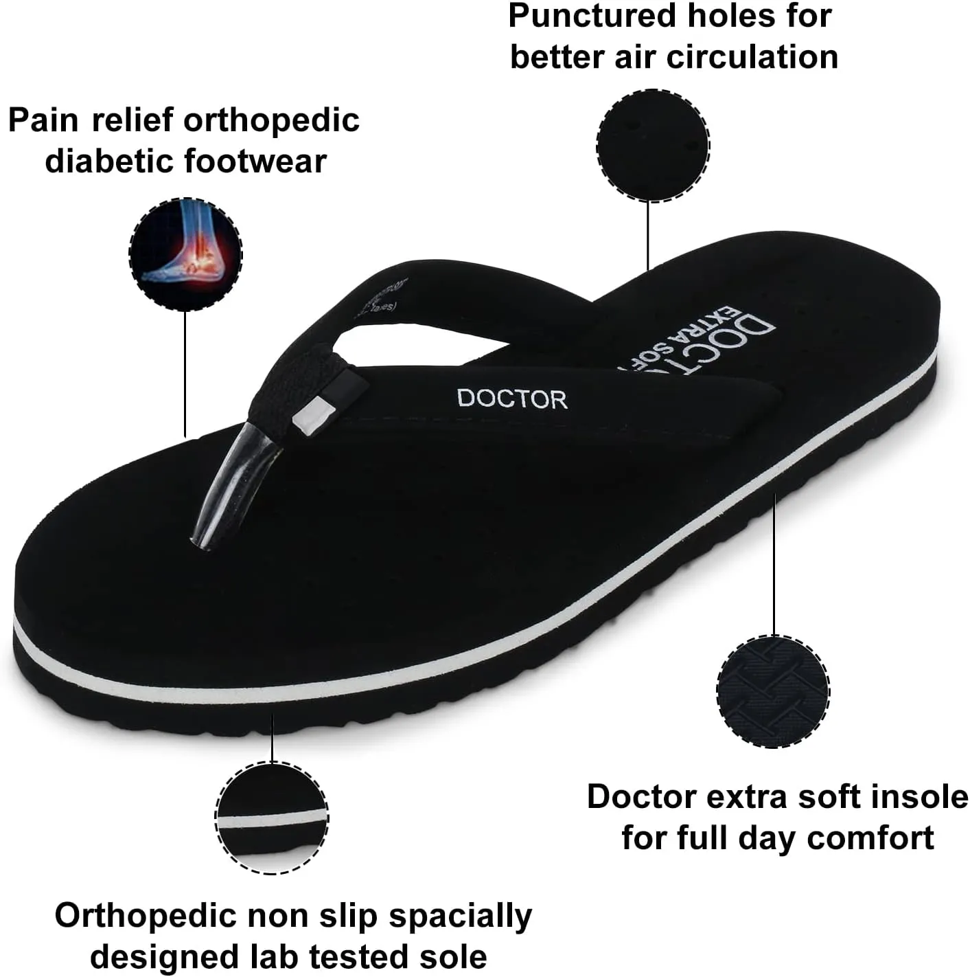House Slipper for Women's Care Dr Orthopaedic Super Comfort Fitting Flat Cushion Chappal Flip-Flop for Ladies and Girl’s OR-D-19