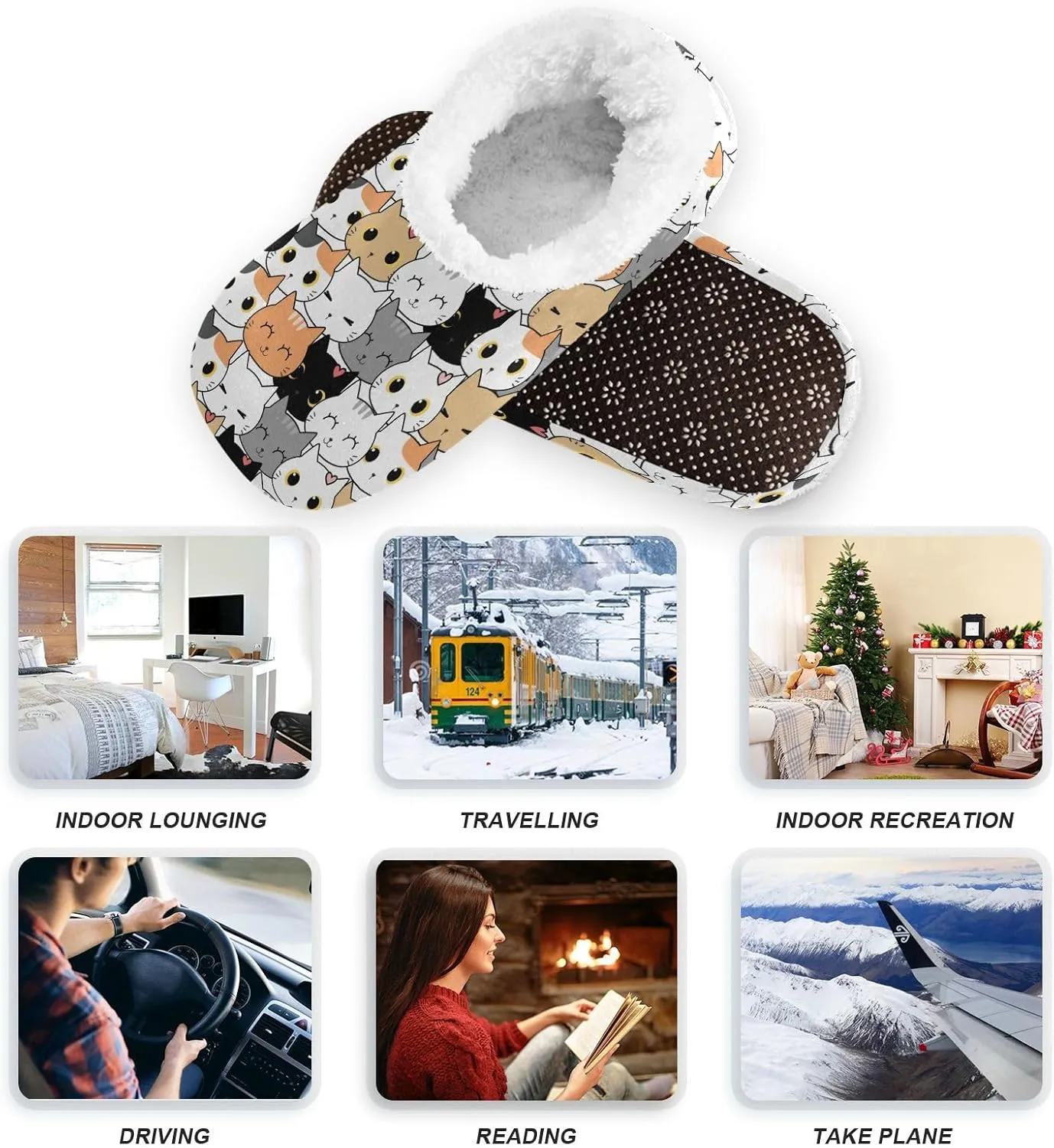 House Slippers Fuzzy Memory Foam Soft Slipper Socks for Woman Men