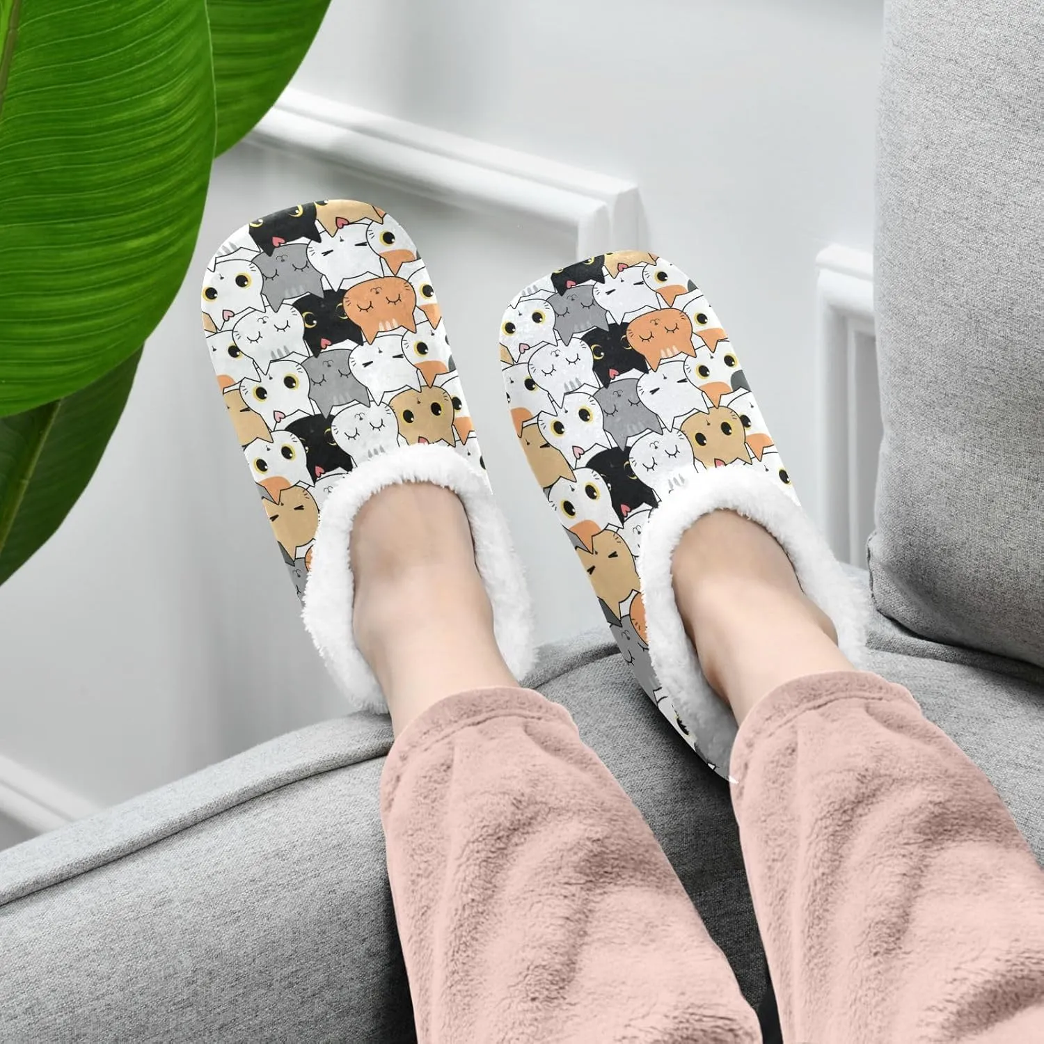 House Slippers Fuzzy Memory Foam Soft Slipper Socks for Woman Men