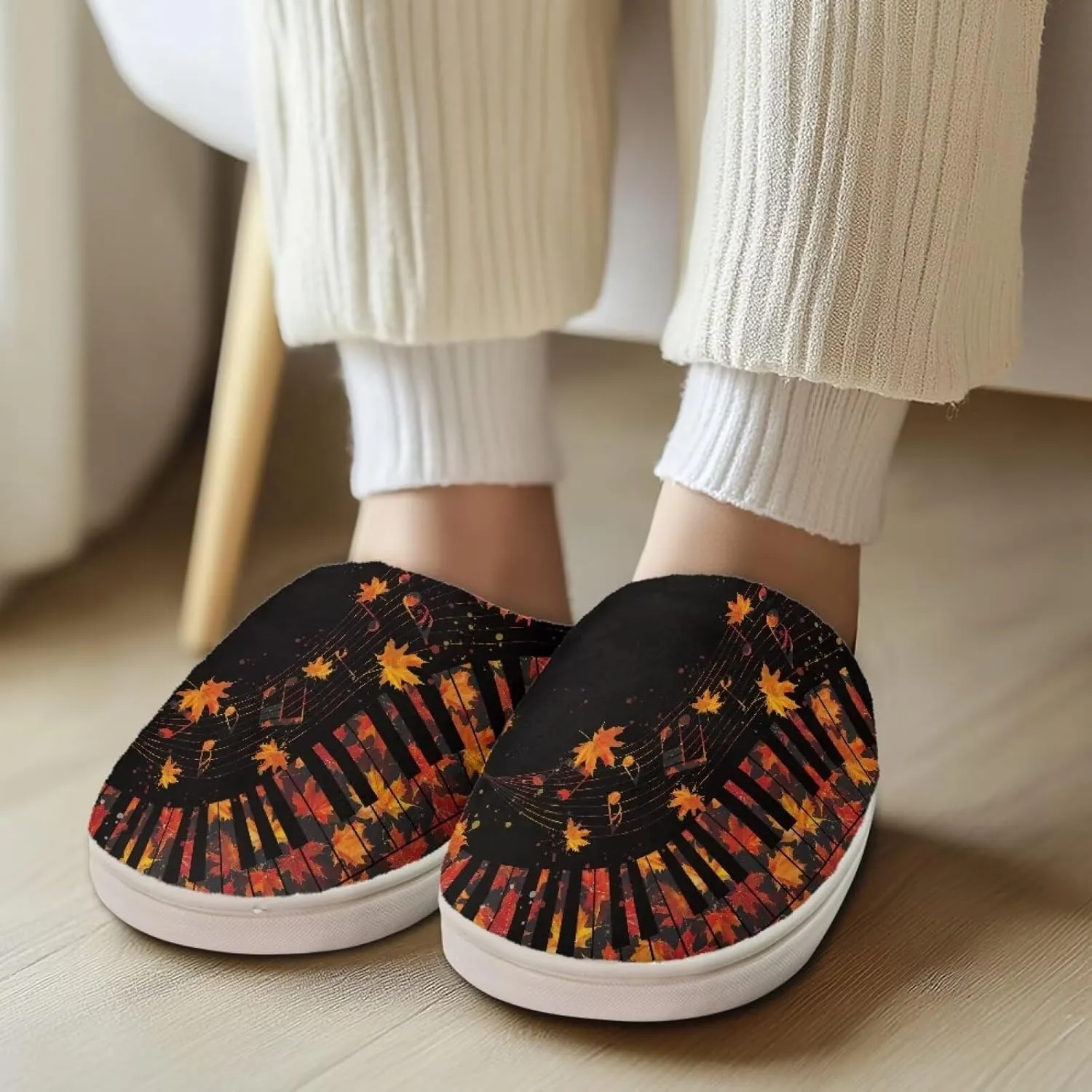 HUGS IDEA Slipper for Women Men Soft Scuff Slippers Anti-Slip Bedroom House Shoes Warm Cozy Plush