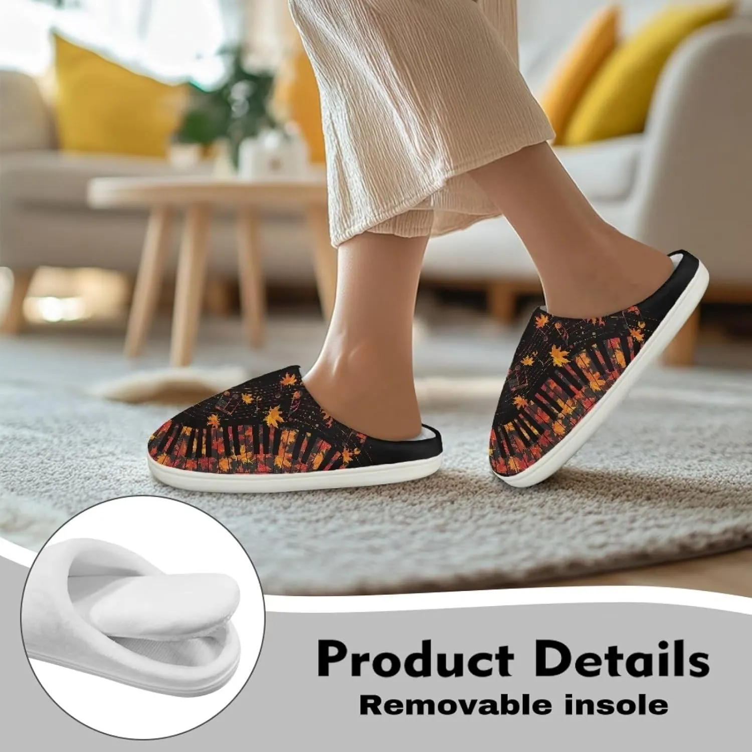HUGS IDEA Slipper for Women Men Soft Scuff Slippers Anti-Slip Bedroom House Shoes Warm Cozy Plush