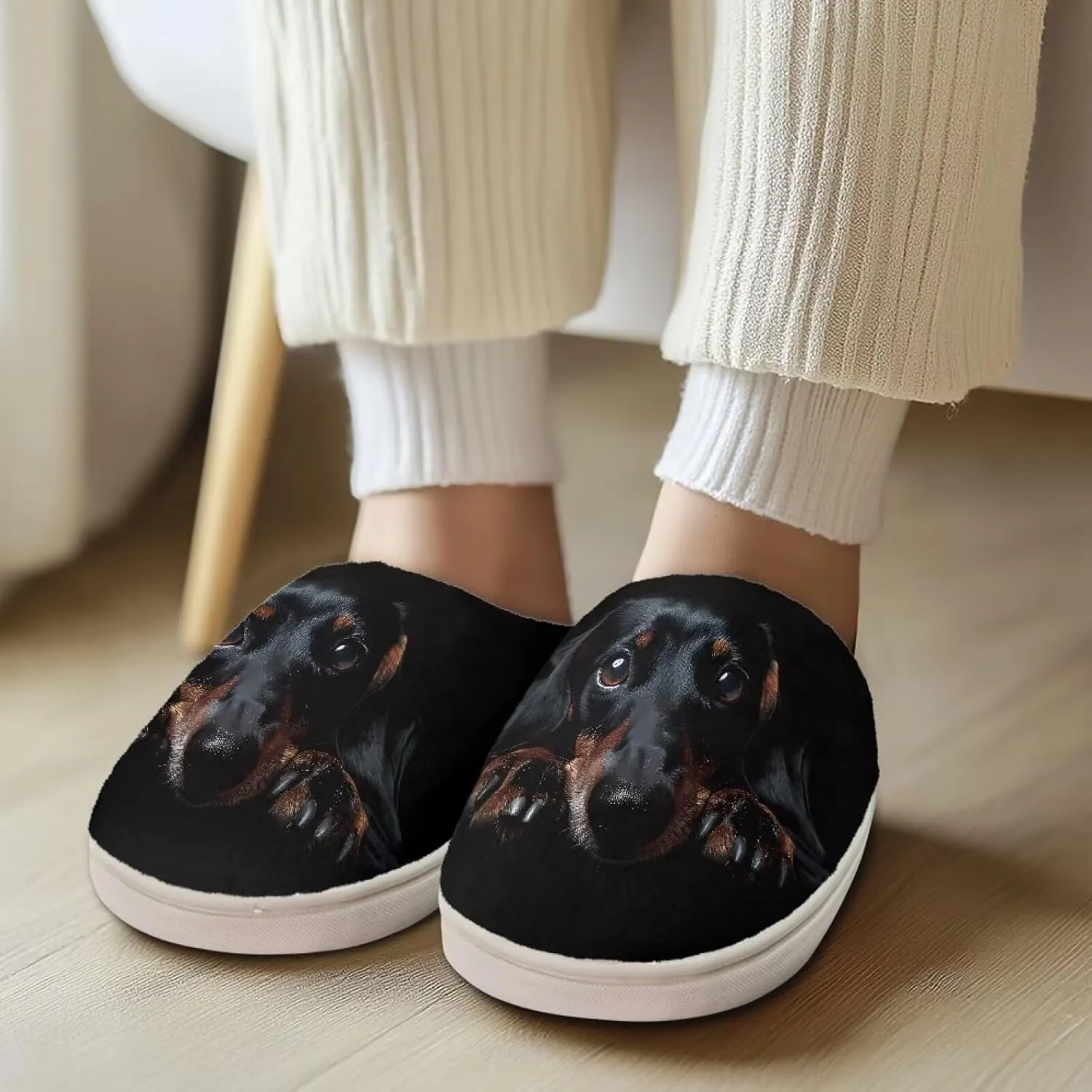 HUGS IDEA Slipper for Women Men Soft Scuff Slippers Anti-Slip Bedroom House Shoes Warm Cozy Plush
