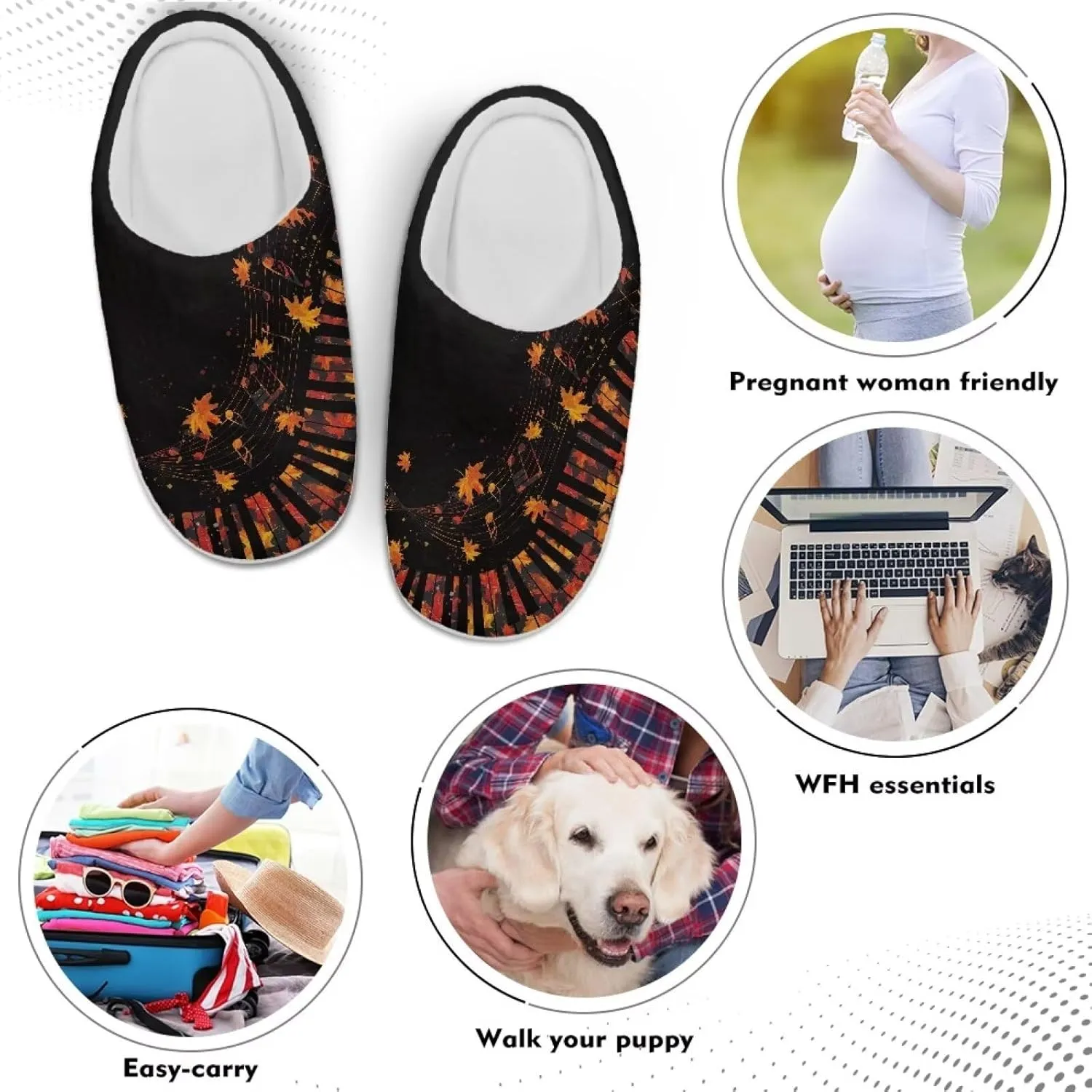 HUGS IDEA Slipper for Women Men Soft Scuff Slippers Anti-Slip Bedroom House Shoes Warm Cozy Plush