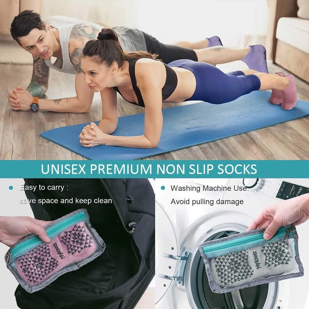 Hylaea Unisex Non Slip Socks with Grip for Yoga, Hospital, Pilates, Barre | Ankle, Cushioned