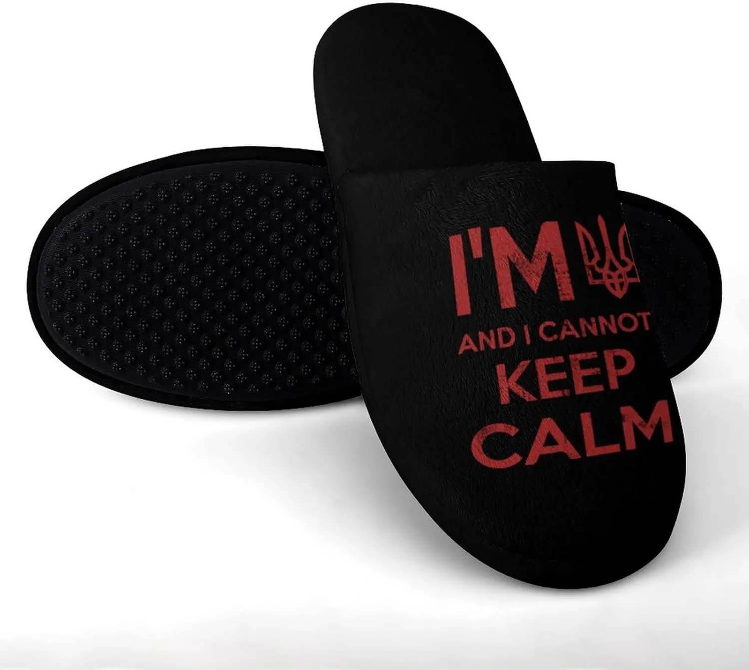 I Am Ukrainian And I Cannot Keep Calm Flannel Cotton Slippers Anti-Skid Indoor Outdoor Slippers Closed Toe Slip-on House Shoes
