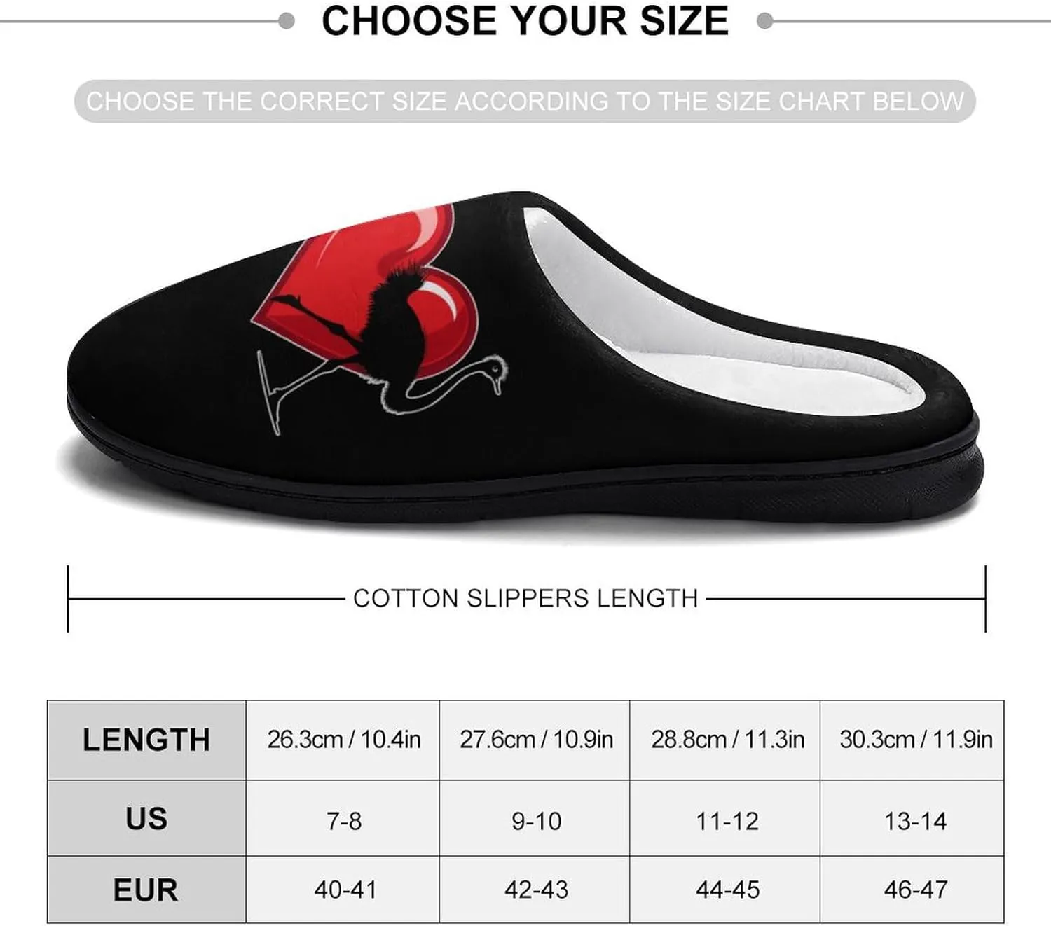 I Heart Love Ostrich Ostriches Men's Cotton Slippers Closed Toe House Shoes with Non-Slip Sole for Indoor&Outdoor