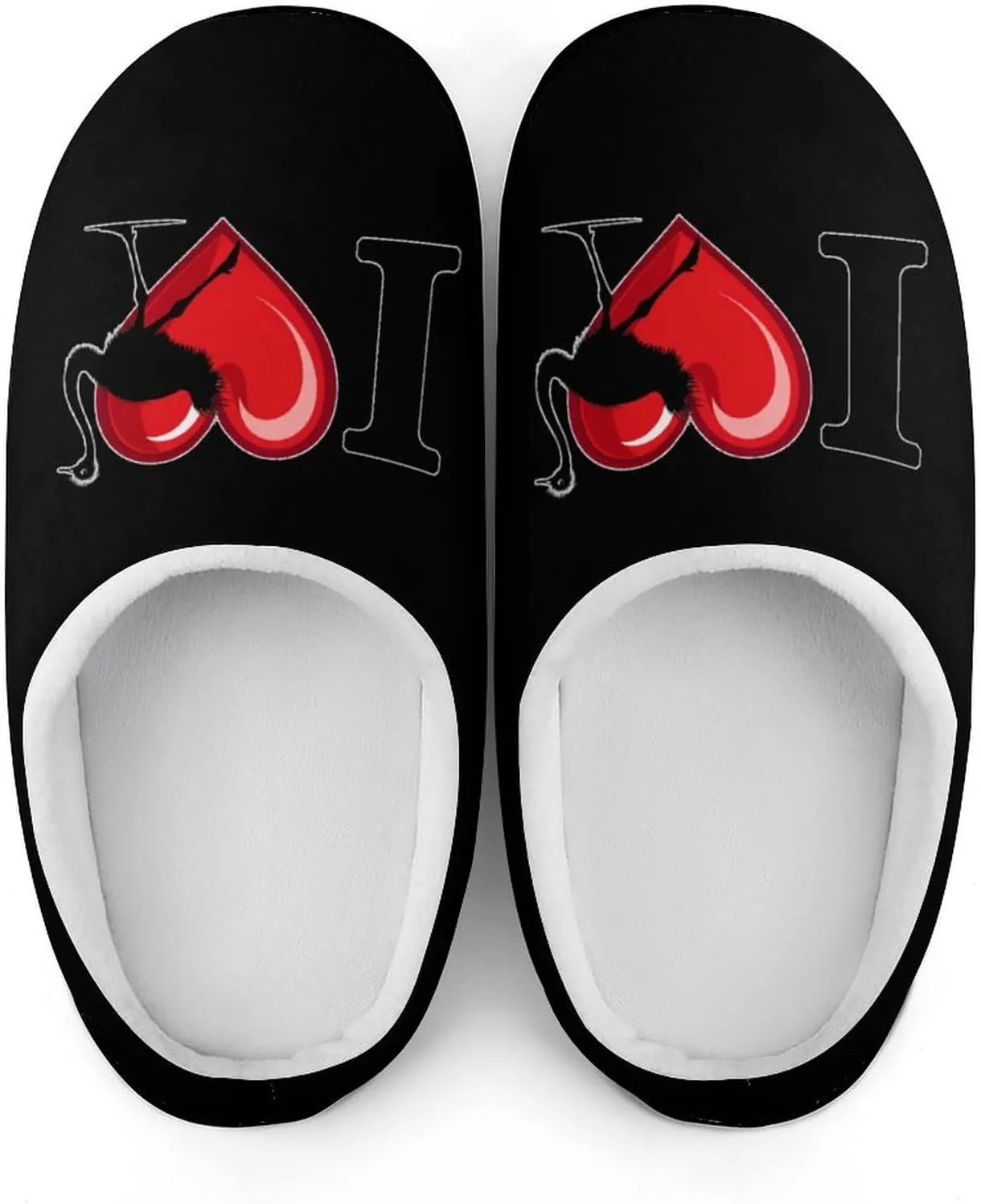 I Heart Love Ostrich Ostriches Women's House Slippers Anti-Slip Cotton Home Shoes with Rubber Soles for Indoor Outdoor