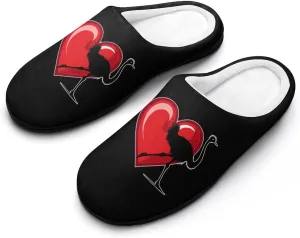 I Heart Love Ostrich Ostriches Women's House Slippers Anti-Slip Cotton Home Shoes with Rubber Soles for Indoor Outdoor