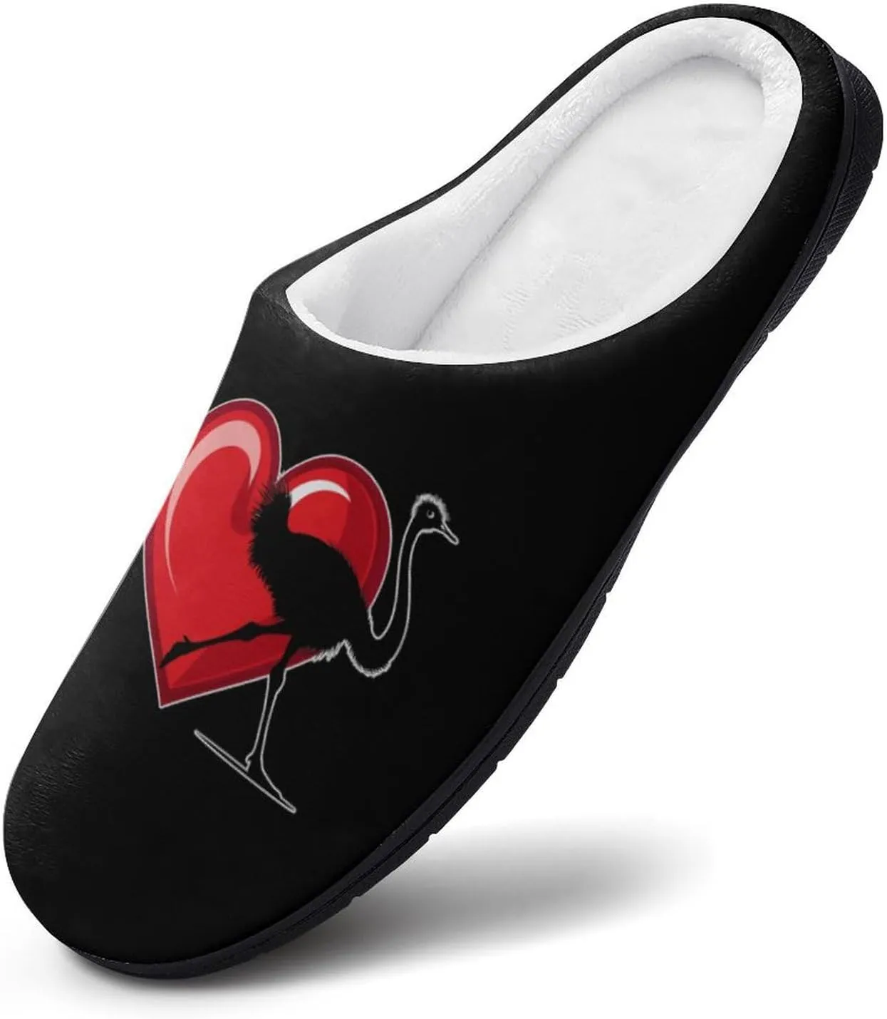 I Heart Love Ostrich Ostriches Women's House Slippers Anti-Slip Cotton Home Shoes with Rubber Soles for Indoor Outdoor