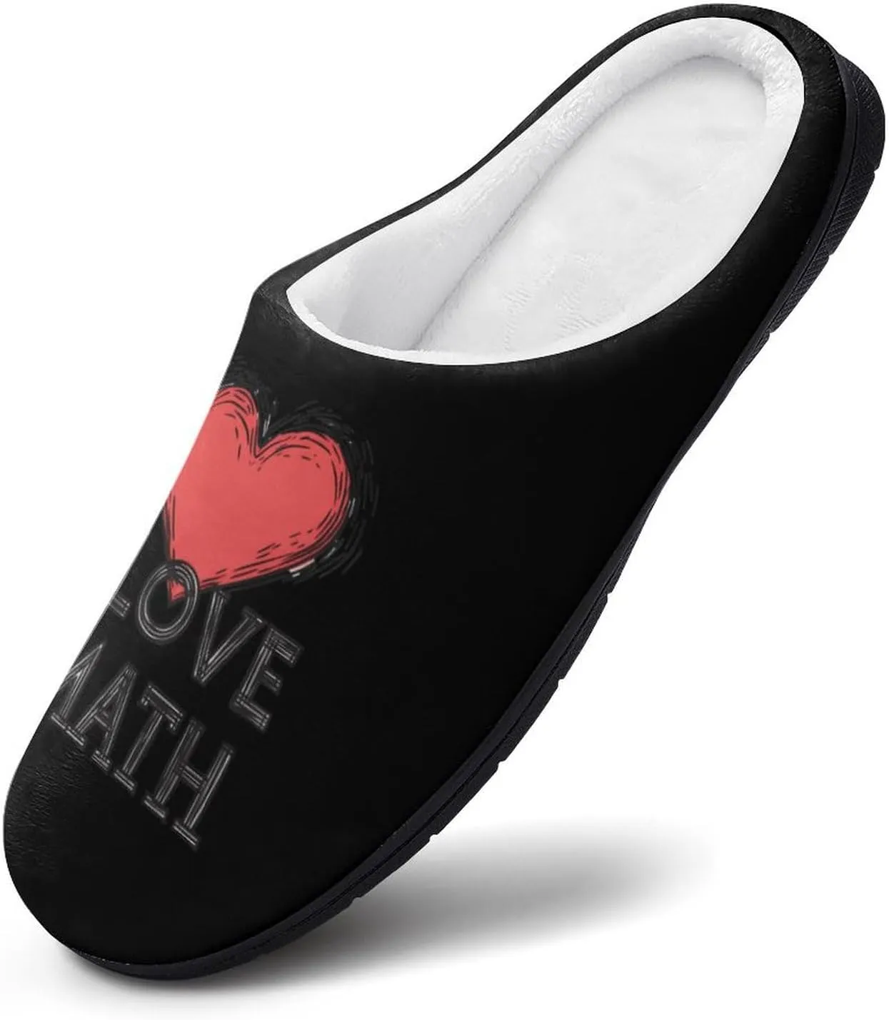 I Love Math Plush Slippers Anti-slip Footwear Cotton House Shoes for Men Indoor Outdoor