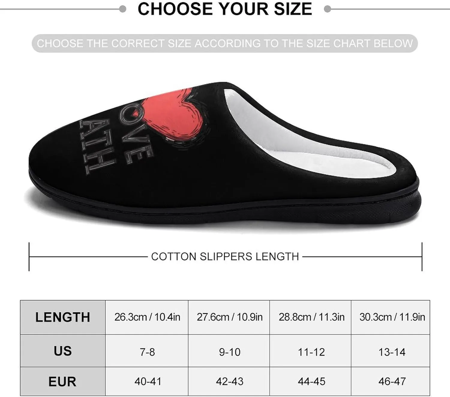 I Love Math Plush Slippers Anti-slip Footwear Cotton House Shoes for Men Indoor Outdoor